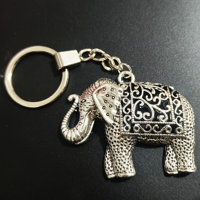 1 elephant key ring, zinc alloy, no woven, durable key ring, gift for men and friend,Silver