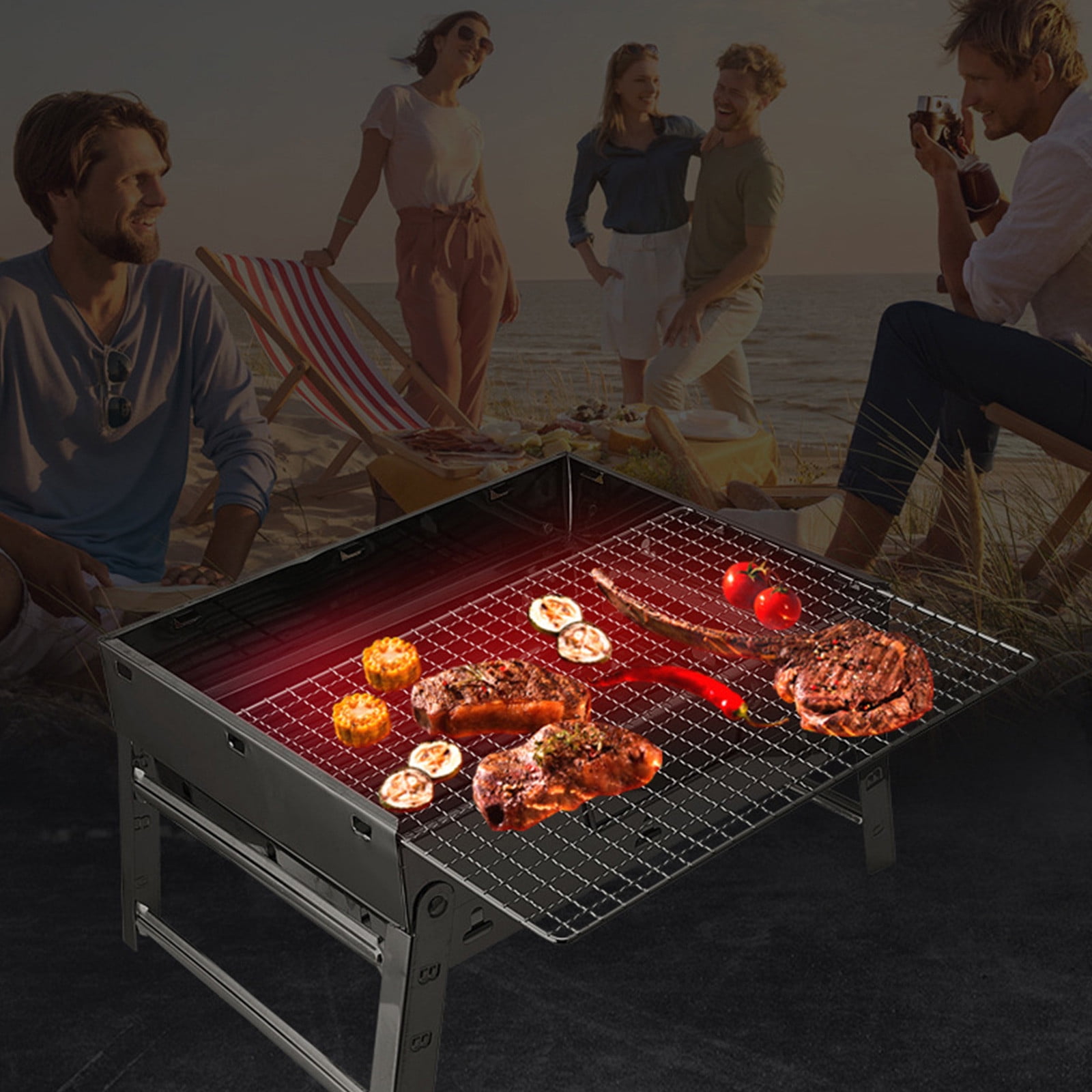 Home Saving! Jubipavy Foldable Outdoor BBQ Grill With Thickened Grate Thickened Non-Stick Stove For Outdoor Barbecue And Home Cooking