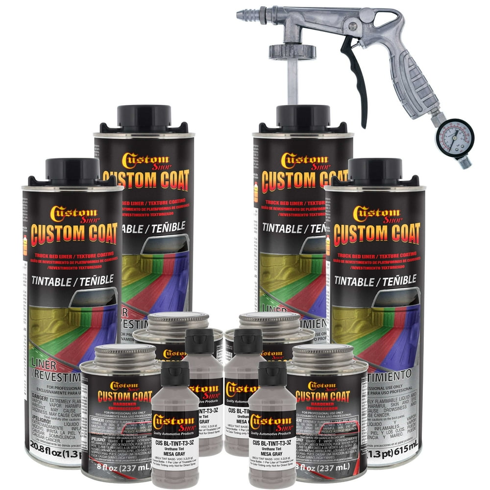 Custom Coat Mesa Gray 1 Gallon Urethane SprayOn Truck Bed Liner Kit