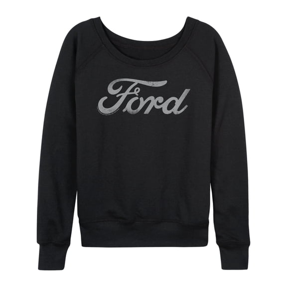 Ford - Grey Ford Logo - Women's French Terry Long Sleeve Pullover