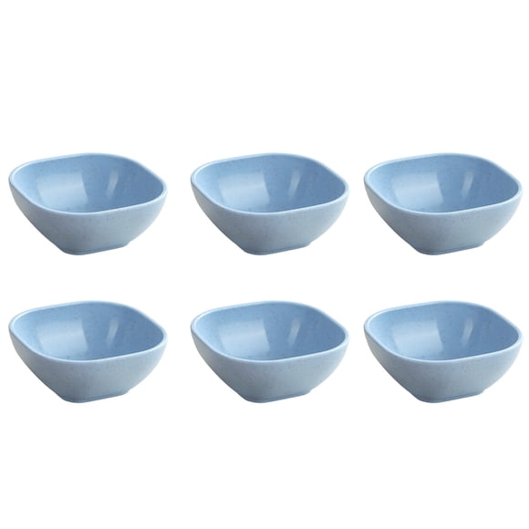 Fasiaou 6Pcs Square Wheat Straw Plates Deep Dinner Dishes 4 Inches Unbreakable Tableware for Noodle Rice Fruit Cereal Dessert Salad, Dishwasher Microwave Safe Dinnerware(Blue)