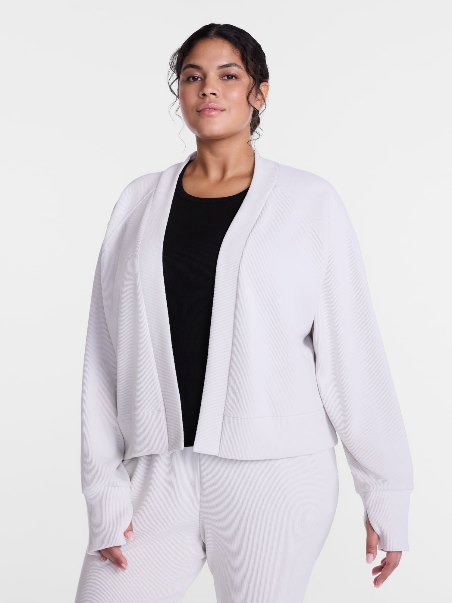 Avia Women's and Women's Plus Ribbed Ottoman Shrug Cardigan, Sizes XS-4X