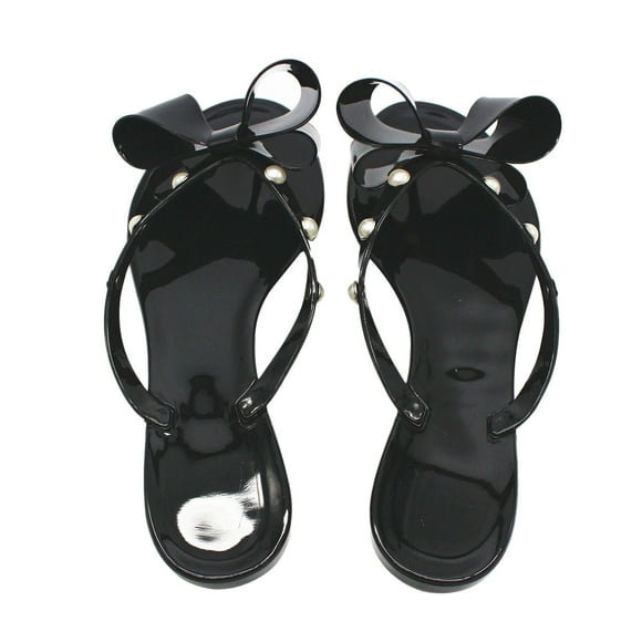 CEHVOM Bowknot Sandals And Slippers Women's Beach Shoes Solid Color Flip Flops Jelly