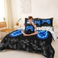thumbnail image 3 of jejeloiu Video Gamer Gaming 7pcs Bedding Comforter Set,Modern Geometric Checkered Queen Bedding Sets For Kids Reversible, 3 of 7