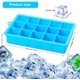 thumbnail image 4 of Bandejas para cubitos de hielo con tapa transparente, juego de 2, molde para cubitos de hielo, 15 cuadrados, moldes para cubitos de hielo para congelador, comida para bebés, agua, whisky, cócteles y, 4 of 6