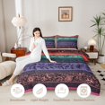 thumbnail image 3 of Homewish Retro Bohemian Flowers Twin Comforter Sets,Geometric Stripes Bedding Set,Red,Black Reversible,2-Piece,1 Comforter and 1 Pillowcase, 3 of 7