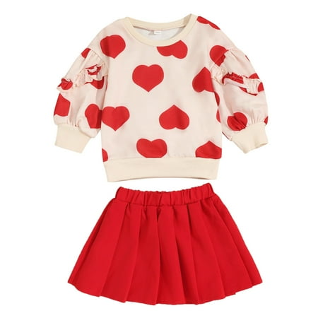

ZHAGHMIN Cute Kids Clothes Toddler Kids Baby Girl Valentine S Day Outfit Love Print Crewneck Sweatshirt Top Skirt Set Fall Clothes Baby Ups Outfit Sweatpants For Teen Baby Girl 12-18 Months Outfits