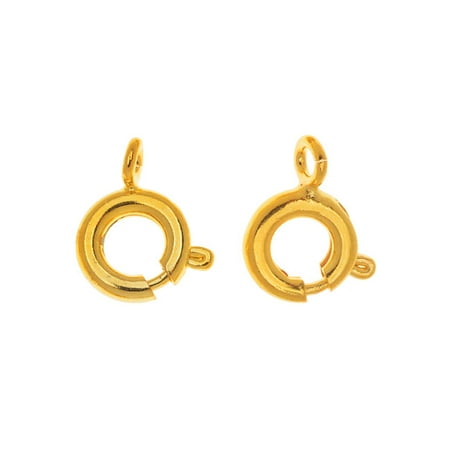 White Gold Spring Ring - Round Spring Ring Clasp, 9mm Long, 25 Pieces, Gold Plated
