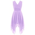 thumbnail image 2 of CHICTRY Girls V Neck Chiffon Wedding Party Dress Pleated High-low Hem Dresses,Sizes 4-16 Lavender 14, 2 of 6
