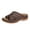 Brown, variant on Leather Slipper Summer Womens Slide Sandals Open Toe Leather Flat Sandals Flowers Wedges Casual Walking Shoes