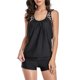 thumbnail image 1 of SAYOO Conjunto de Tankini de Verano de 2 Piezas para Mujer, Camisetas Sin Mangas Acolchadas con Cuello Redondo Estampado + Pantalones Cortos de Baño Traje de Baño, Verde/Negro SAYOO  casual, 1 of 7