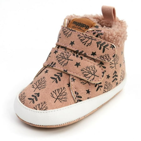 

Monfince Baby Boys Girls Fleece Bootie Infant Soft First Walkers Shoes Khaki 12-18M