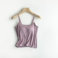 thumbnail image 3 of MESSUEN Camisole Tops for Women Tank Top with Built in Bra Square Neckline Camisole Solid Color with Bra Pads Bra One Vest Camisole Top Womens Tops Dressy Casual Women Blouses Pink XL, 3 of 8