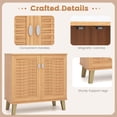 thumbnail image 6 of Costway 2-Door Shoe Cabinet with Ventilated Woven Doors & 3 Removable Shelves for Entryway, 6 of 10