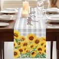 thumbnail image 3 of Yellow Sunflowers Table Runner, Summer Floral Elegant Pastoral Checkered Cotton Linen Table Runners 72 Inches Long, Dresser Scarf Runner for Dining/Coffee/Kitchen/TV Stands/Cabinets 13''x72'', 3 of 9