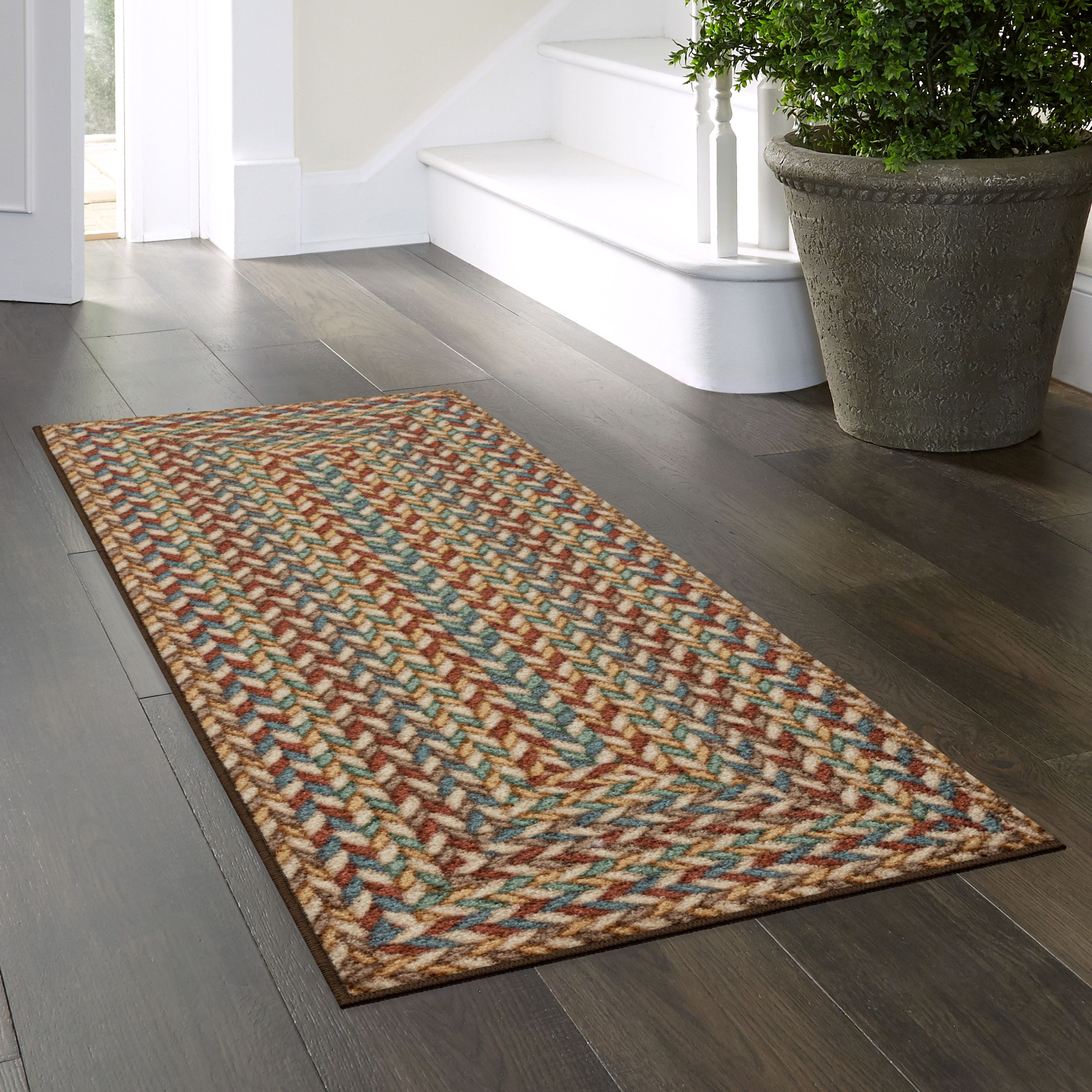 Mainstays Traditional Multicolor Print Braid Indoor Hallway Runner Rug, 1 ft 8 in x 5 ft