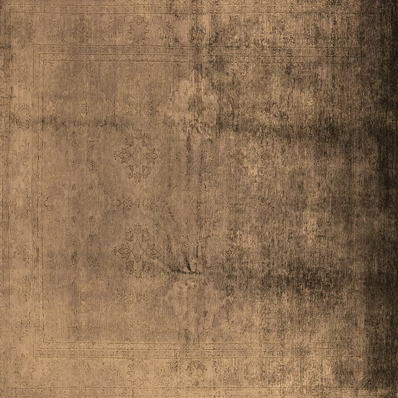 Ahgly Company Indoor Square Oriental Brown Industrial Area Rugs, 5' Square