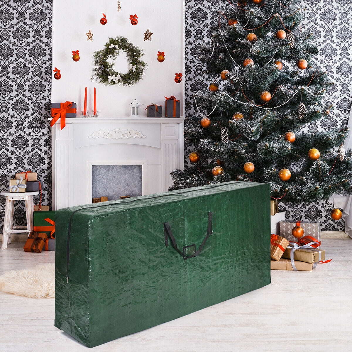 Gymax Christmas Tree Storage Bag Heavy Duty PE Large Container For 9ft Artificial Tree