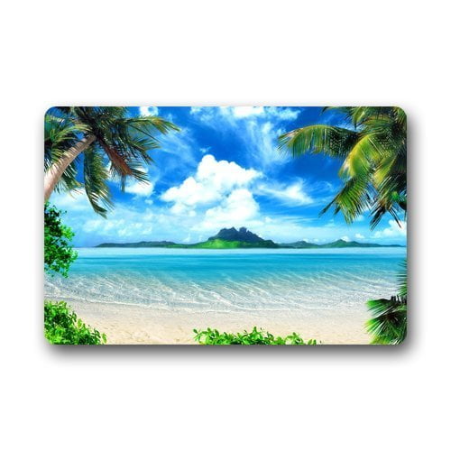 RYLABLUE Beach Tropical Beach and Stones Doormat Floor Mats Rugs Outdoors/Indoor Doormat Size 23.6x15.7 inches