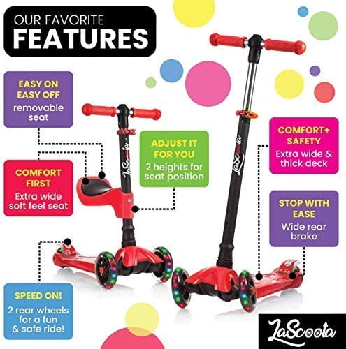 OUTON Kick Scooter for Kids /& Toddlers Girls or Boys 4 Adjustable Height Wide Deck PU Flashing Wheels for Children from 3 to 14 Year Old