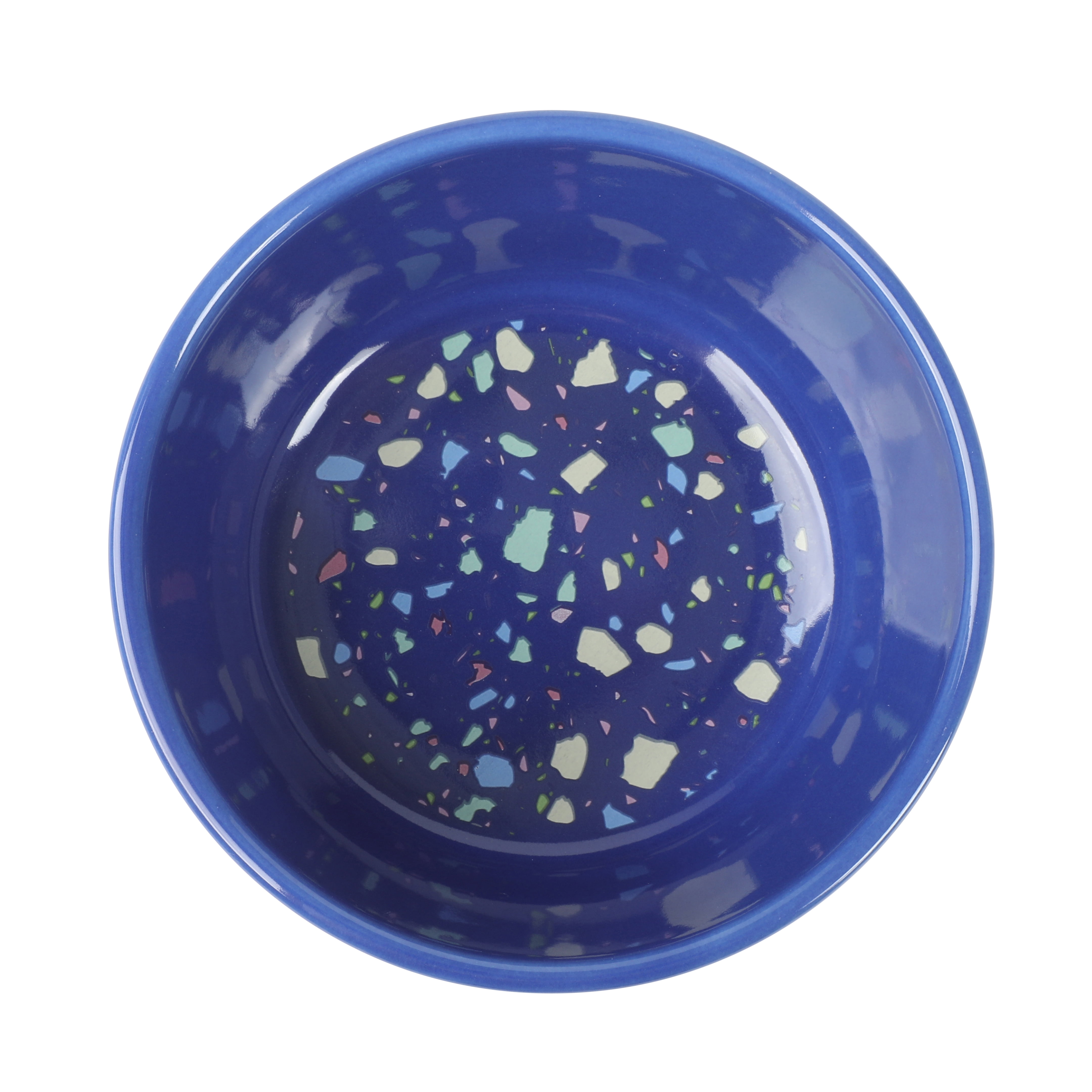 (3 pack) Gibson Home Swirl & Speckle Pet Bowl for Pets, Cobalt