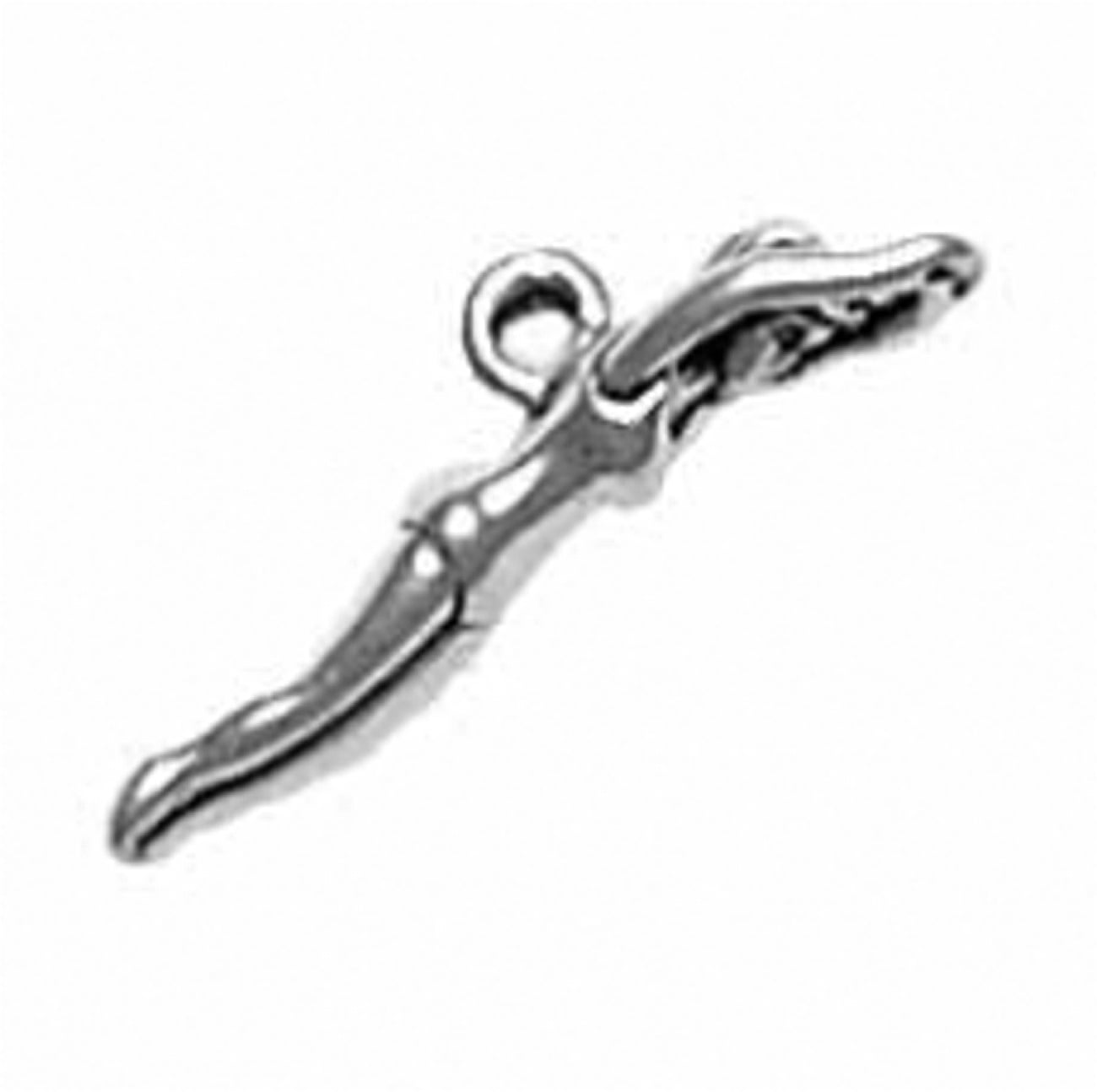 Sterling Silver Womens 1mm Box Chain Swimmer Swimming In Water Pendant Necklace