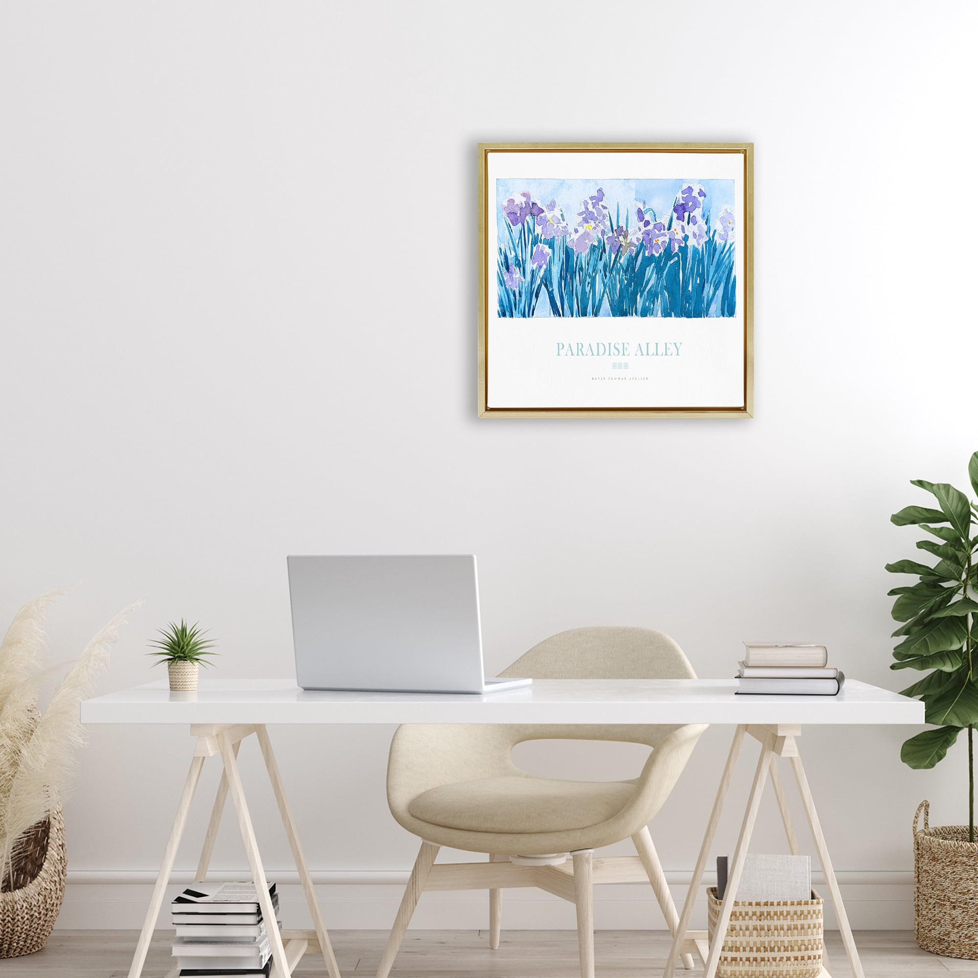Stupell Industries Paradise Alley Purple Irises Gold Framed Floater Canvas Wall Art, design by Jadei Graphics
