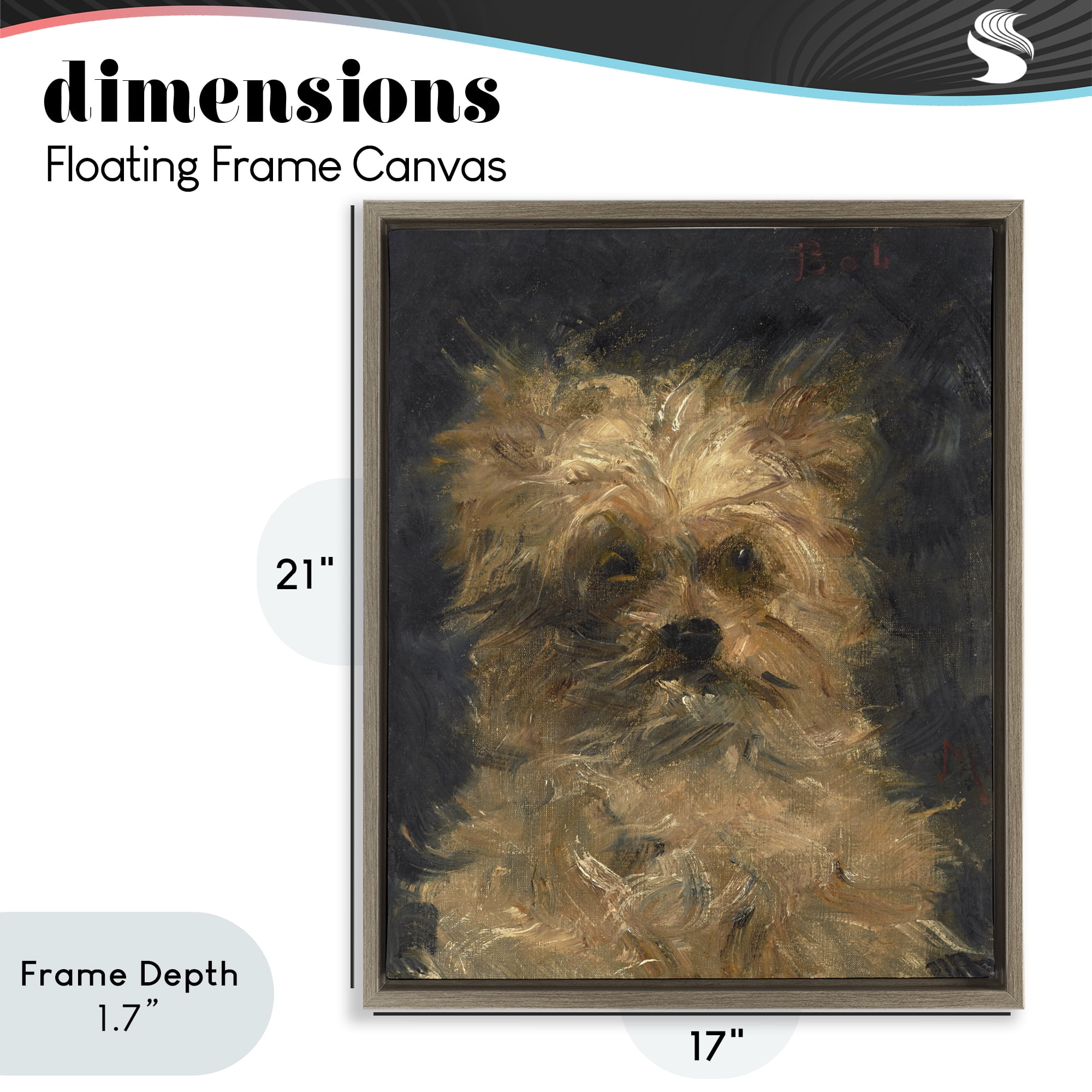 Stupell Industries Edouard Manet Dog Portrait Brown Framed Floater Canvas Wall Art, design by Lil' Rue