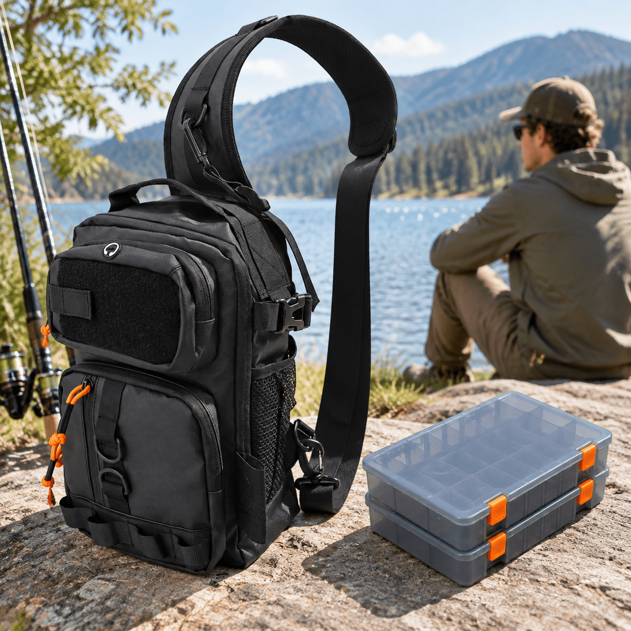 Fishingpack Tackle Storbag With 2 Boxes(black)