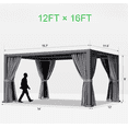 thumbnail image 2 of Sunmthink 12' × 16' Adjustable Louvered Pergola, Outdoor Aluminum Pergola with Curtains & Netting for Backyard, Deck & Poolside, Gray, 2 of 6
