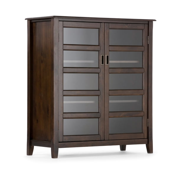 Simpli Home Burlington 40 inch Wide Solid Wood Transitional Medium Storage Cabinet in Mahogany Brown