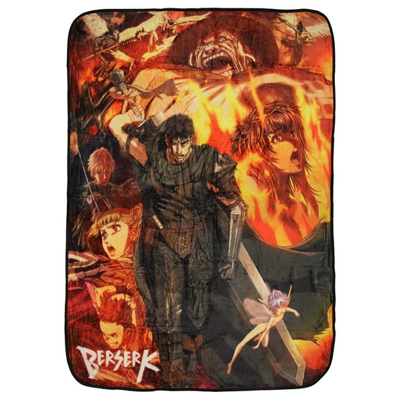 Berserk Anime Manga Guts Multi-Character Poster Design Super Soft Plush Throw Blanket 45" x 60"