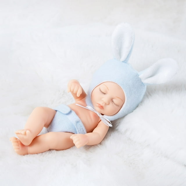 Muñeca Reborn de 18 cm, juguete de goma suave con chupete, babero y cambiador, ideal para decoración del hogar y la habitación.