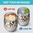 thumbnail image 4 of 12oz Stemless Wine Tumblers Leopard Print and Baseballs Pattern Vacuum Insulated Stainless Steel Travel Tumbler Cups Mug with Lid and Straw for Champaign,Cocktail,Beer with Cleaning Brush, 4 of 5