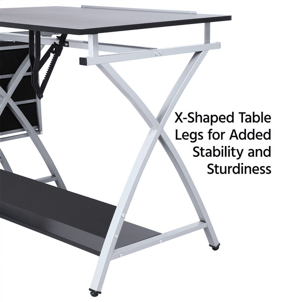 Alden Design Adjustable Steel Drafting Table with Stool, Black - image 3 of 13