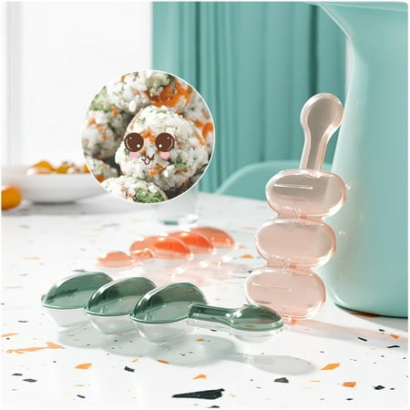

Rice Ball Mold Sticky Rice Molds Large Ball Mold Kitchen Tool Rice Ball Maker Shake with Mini Rice Scoop - Rice Roll Shaker Ball Maker Lunch Maker Rice Ball Maker for Kids-2PCS