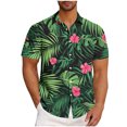 thumbnail image 2 of VBTAPA Big and Tall Hawaiian Shirt for Men Tropical Printed Short Sleeve Casual Button Down Shirts Lightweight Beach Party Shirt Limited Time Sales Army Green L, 2 of 6