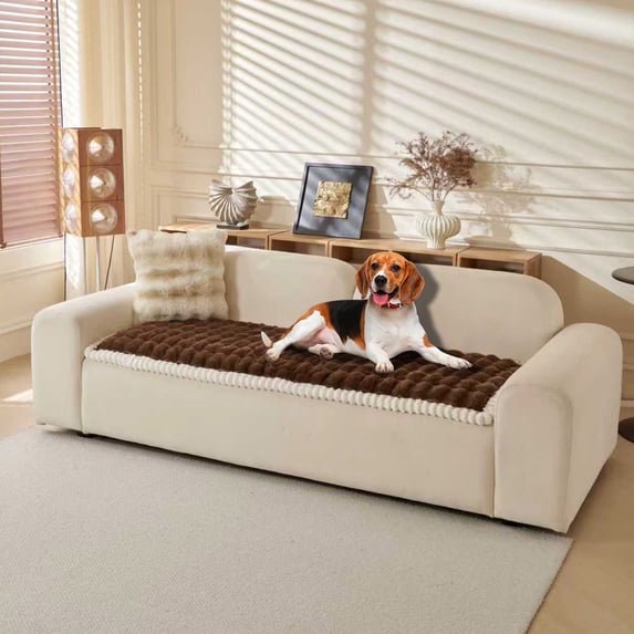 TieyaChkis Couch Covers for Pets Washable Sofa Covers for Dogs Cats Anti-Slip Sofa SlipCover for 3-4 Cushion Couches Pet-Friendly Furniture Protector Covers for Living Room(27" x 63", Brown)
