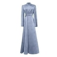 thumbnail image 4 of KHONTS Women's Formal Maxi Dress Long Sleeve Stand Neck Tie Waist Elegant Dress Women Wedding Guest Blue XXL, 4 of 4