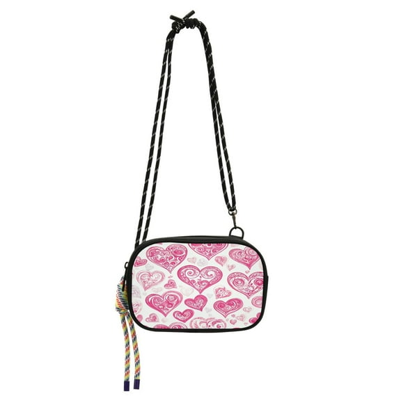 Stylish Crossbody Phone Bag Purse Handbags Adjustable Strap, Compact Design for Essentials Pink and Red Hearts Pattern