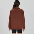 thumbnail image 3 of Womens Zip Up Sweatshirt Jacket No Hood Solid Color Casual Sports Coat Outerwear Fall Cozy Zipper Sweatshirt (L, Brown), 3 of 6