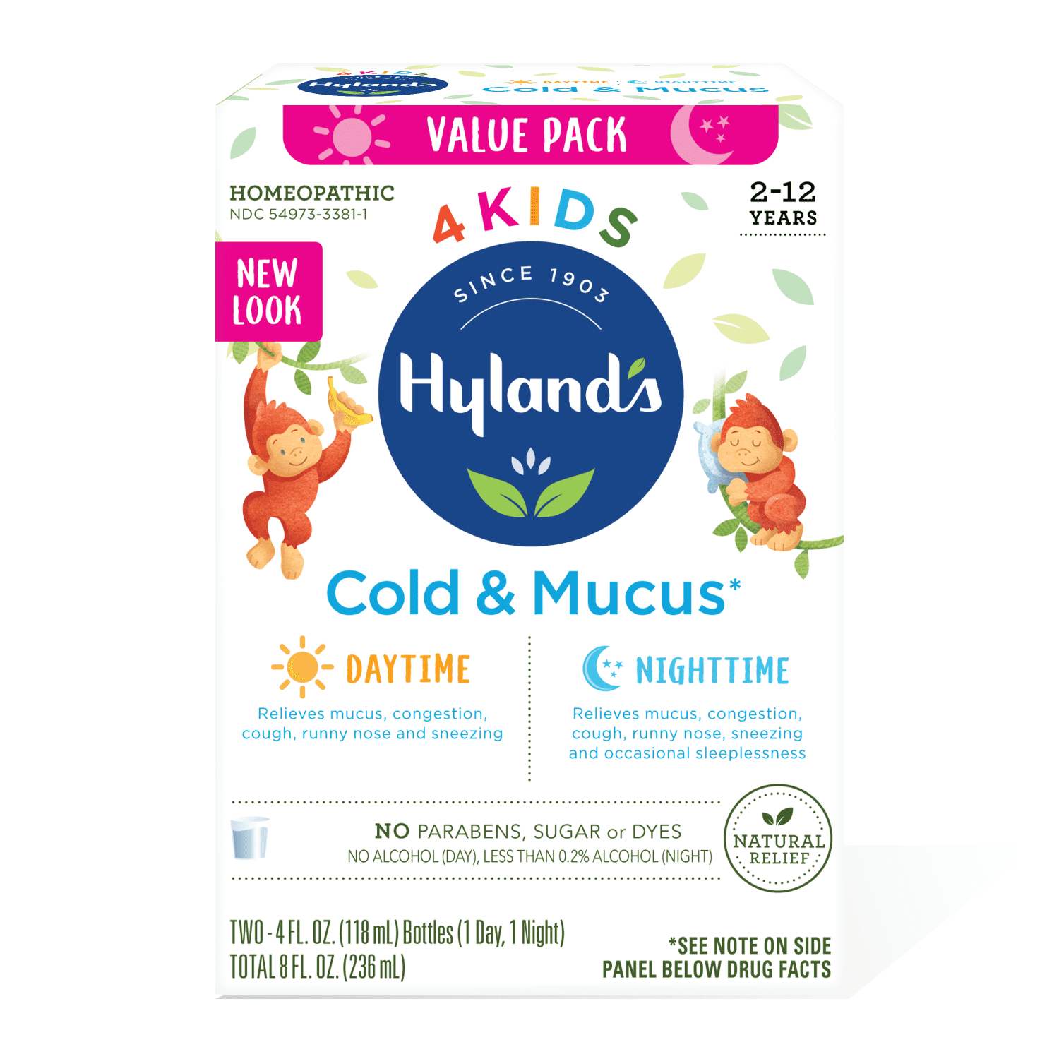 Hyland's Naturals Kids Cold & Mucus Day & Night Value Pack, 8 Fluid Ounces
