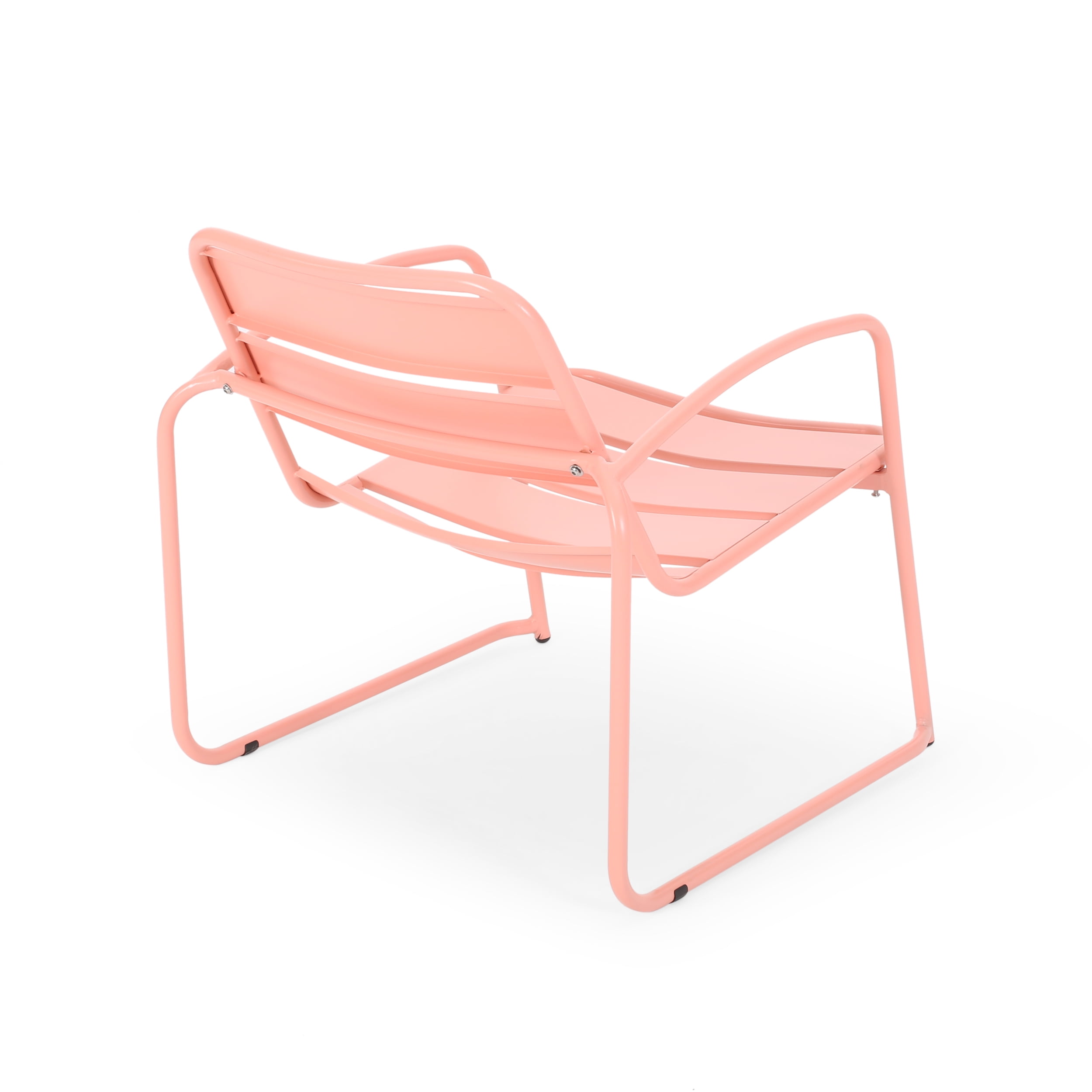 Calvert Outdoor Modern 2 Seater Iron Chat Set, Matte Coral