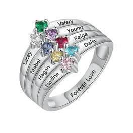 Personalized Open Double Heart Family Ring with Up To Six Birthstones Walmart