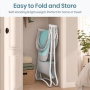 Dream On Me Karley Bassinet in Blue and Grey, Quick Fold and Easy to Carry, Large Storage Basket