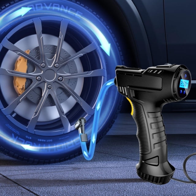 EGNMCR Gadgets de Voiture Cadeaux, Accessoires de Voiture Pompe Gonflable Filaire Portative pour Voiture avec Affichage Numérique Intelligent Éclairage d'Urgence Extérieur Pompes Gonflables Pompe à air