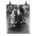 thumbnail image 2 of Print: Two Boys Posed, Standing In Front Of Wall And Blooming Tree, circa, 2 of 4