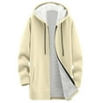thumbnail image 6 of Winter Coats for Women Oversized Sherpa Lined Warm Long Zip Up Hoodies Casual Loose Cozy Solid Thick Fleece Jacket Beige 2XL, 6 of 6