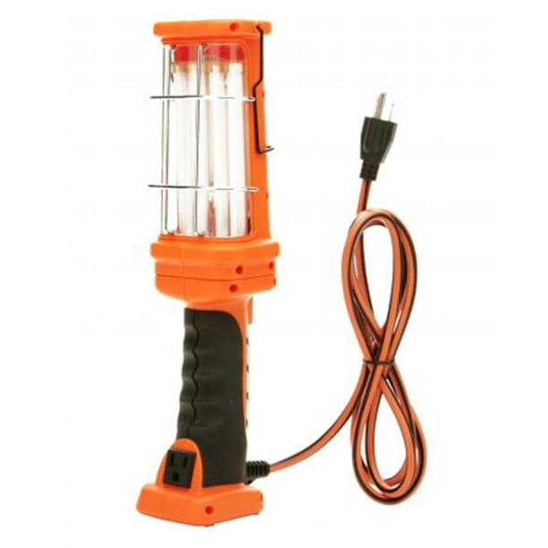 Woods L1921 6′ Orange 26-Watt Fluorescent Hand Held Work Light with Grounded Outlet