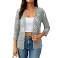 thumbnail image 1 of IMENGL Ladies' solid color lace knitted cardigan v neck, Multicolor 2XL, Size M-5XL, 1 of 4